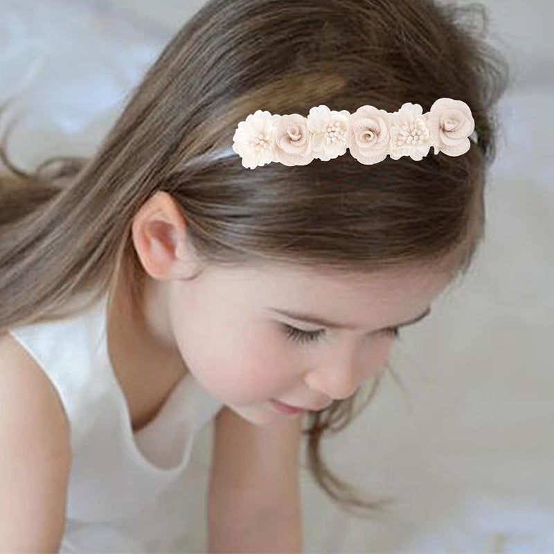 BFNAAgirl Baby Girl Floral Headband Nylon Flower Crown Elastic Hairband 3pcs Hair Accessories Gift for Girls (30#) - Image 2